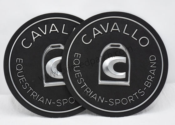 2mm銀製TPUはパッチOEKOの黒3Dのスエードのラベルを浮彫りにした